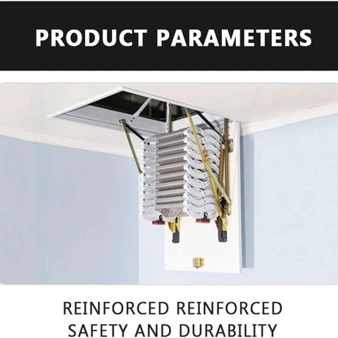 Heavy Duty Electric Remote Attic Ladder Smooth Gliding Pull Down Loft Stairs retractable ceiling staircase with reinforced safety.