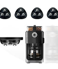 Self-Adhesive Appliance Casters And Furniture Sliders For Kitchen Countertops That Make Moving Heavy Coffee Makers Blenders And Ovens A Breeze No Tools Needed Black 4 Pack shown with coffee maker.