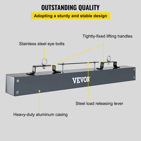 48 Inch Hanging Magnetic Sweeper With Heavy Duty Aluminum Casing, 67 Lb Lift Nail Magnet, side view with lifting handles