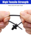 Heavy Kick Butt Christmas Tree Cable Ties Push Mount Auto Zip Ties For Engine Bay Wire Harness Management, showcasing self-locking design and high tensile strength.