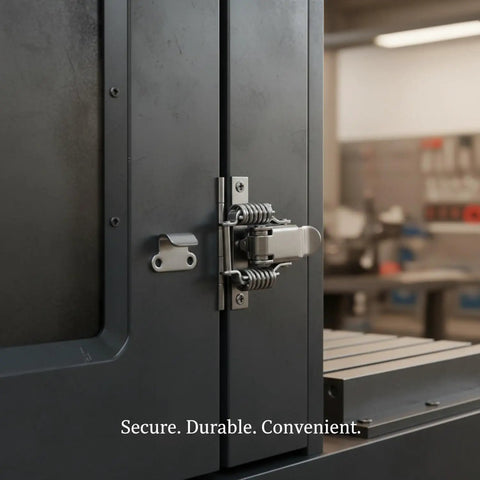 Heavy Duty Spring Loaded Toggle Latch For Secure Tackle Box And Custom Storage Case Lock on metal cabinet door.