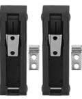 Heavy Duty Black Door Latch With Rubber Handle And Steel Hook Perfect For Outdoor Boat Trunk Cooler And Cabinet Drawers showing metal hook and rubber body.