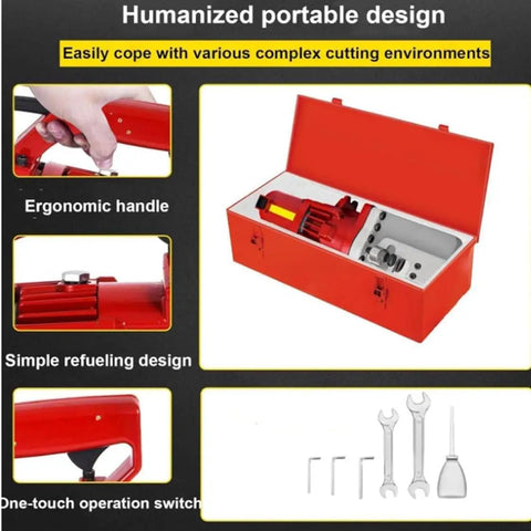 Heavy Duty Electric Rebar Cutter With 1250W Motor Cuts Up To 20mm Steel Bar Fast In Under Four Seconds in red case with tools.