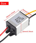 Two Pack DC Buck Converter Step Down Regulator 8 To 22V Input To 3 To 15V Output 5V 12V 3A 11W Beefy Waterproof Aluminum Case size view