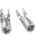 Diesel Injector And Fuel Line Socket Set With Slotted Open End Design For Hard To Reach Nuts, silver sockets close-up.