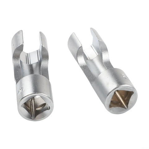 Diesel Injector And Fuel Line Socket Set With Slotted Open End Design For Hard To Reach Nuts, silver sockets close-up.