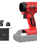 Go-To Air Duster With 380W Brushless Motor, 100,000 RPM, shown with two nozzle attachments and storage bag, no battery included
