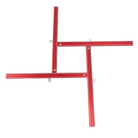 Built Tough Adjustable Router Template And 800mm Aluminum Square Frame Guide Rail System For Dead On Curved Trimming and Fast Grooving, red aluminum guide.