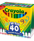 Ultimate Washable Broad Line Marker Haul 40 Pieces Assorted Brilliant Shades Kid Friendly Art Bundle in a vibrant box.