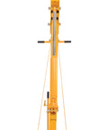 Heavy Duty Steel Engine Hoist With Telescoping Legs And Adjustable Boom Supporting 6000 Lb, front view with hydraulic ram and caster wheels.