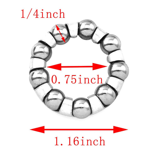 Four Pack Bicycle Crank Ball Bearing Set One Quarter Inch With Nine Steel Balls for bottom bracket repair, shown in dimensions