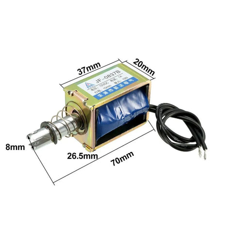 12V DC Solenoid Electromagnet Push Pull Open Frame Linear Motion Actuator 15N Force, 10mm Stroke, Spring Return, Low Power Consumption, Easy Install For DIY Builds, 37mm x 20mm