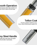 Honest To Goodness 4 Piece Flush Trim Router Bit Set With Heavy Duty Pattern Guide Bearings, Teflon coated and alloy steel handle.