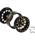 Beadlock Brass Wheel Rims 68g With 3.75mm Offset For SCX24 TRX4M Upgrade, black gold finish, 1/24 and 1/18 RC crawler use.
