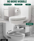Hella Solid 4 Pack Toilet Seat Screws With Nuts And Washers in a modern bathroom setting demonstrating stable and loose seats.
