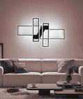 Modern LED Ceiling Light Fixture With Dimmable CloseToCeiling Design Lit Remote Control Flush Mount Lamp in living room, 35.4 Inch