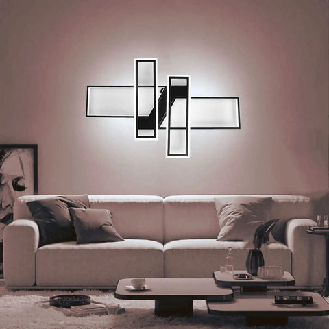 Modern LED Ceiling Light Fixture With Dimmable CloseToCeiling Design Lit Remote Control Flush Mount Lamp in living room, 35.4 Inch