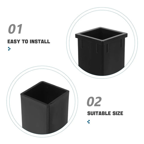 TEHAUX 6-pack black plastic square tube connector sleeves for 1.57x2.36 in square tubing