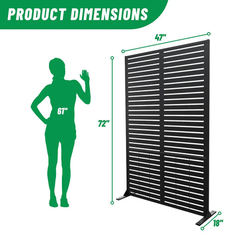 Weatherproof Metal Privacy Screen Panels For Outdoor Balconies Patios And Pools Black Louvered Design product dimensions size chart