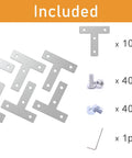 10 Sets Dope 2020 T Shape Corner Bracket Joint Plate Kit For Aluminum Extrusion 90 Degree Connectors With 40 Slide In T Nuts