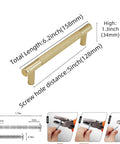 Labeled diagram of 10 Pack 5 Inch Brushed Gold Knurled Cabinet Pulls with installation screws and dimensions for kitchen cabinets and drawers.