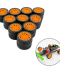 Bold 20 Piece RC Model Wheel Set With 10 Round Axle Shafts For DIY RC Cars Trucks Robots Boats And Helicopters Yellow Rubber Tires