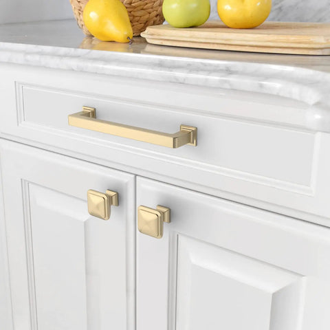Sleek Brushed Brass Cabinet Pulls Five Inch Handles Set of 20 Kitchen Cabinet Hardware Drawer Pulls with 128 Mm Hole Centers