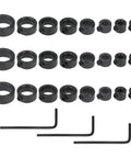 Heavy Duty Drill Stop Collar Set With Wrenches For Woodworking 24 Piece Eight Sizes Carbon Steel displayed