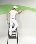 Man painting wall on 3 Step Folding Ladder Step Stool With Wide Anti Slip Pedal Portable Sturdy Steel Frame Built To Last 200 Lbs Capacity