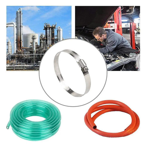 10Pcs 7 Inch Stainless Steel Hose Clamps Set With Worm Gear Adjustable 6.8-7.8 Inches Range for automotive and industrial use