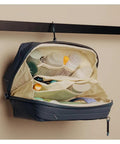 Ocean Wash Pouch Travel Toiletry Bag Weatherproof Organizer with Upright or Hanging Design open and hanging, interior view