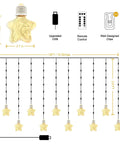 Diagram of Star Curtain Lights With Wishing Ball LED Fairy String Lights USB Powered, showing dimensions and components.