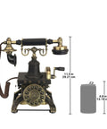 Vintage Eiffel Tower Style Rotary Phone With Push Button Dialing, Corded Retro Telephone For Home Decor, side view with dimensions