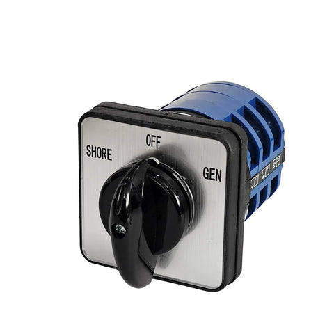 30 Amp Three Power Transfer Switch With Rotary Selector For Shore Power Off Generator Modes Dual Power Source Switch For Safe No Fuss Seamless 120V To 240V Power, front view