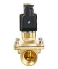 Front view of Brass Electric Solenoid Valve 12V DC Normally Open 1 Inch NPT Thread With Viton Seals, Heavy Duty Brass Body