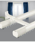 Heavy Duty Double Curtain Rod Set For Windows With Aluminum Brackets And Silent Dual Track System Decorative White Curtain Rail For Room Divider Tough As Nails For Bedroom And Living Room Drapes 180 Inch Length, white double track