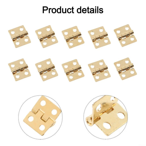 Vintage Brass Cabinet Hinges Set 50 Pieces Small 8x10mm Hinges For Drawers Jewelry Boxes Tiny Chests Wooden Cases Cabinets And Closets DIY Furniture Hardware Tarnish Resistant Smooth Operation