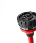 Close-up of the Pro Flo 14 Inch 7 Pattern Watering Wand With Thumb Control nozzle, showing shower and cone settings.