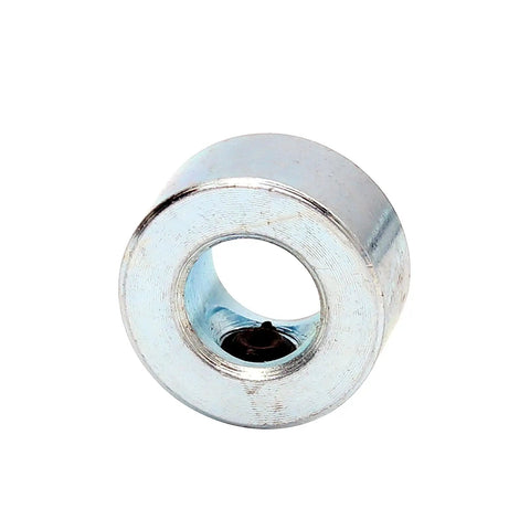 Shaft Collars Five Sixteenth Inch Bore Zinc Plated Pro Grade Solid Steel Four Pack With Ten Thirty Two By One Eighth Inch Set Screws Outside Diameter Five Eighth Inch Width Five Sixteenth Inch Heavy Duty Axle Mounting Components, close-up