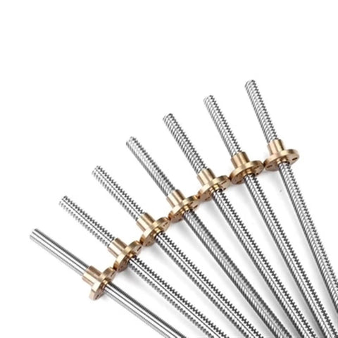 Top Shelf Two Pack Of Eight Millimeter T8 Full Thread Lead Screws Paired With Durable Brass Nuts Delivers Hella Smooth Low Backlash Motion Control For Stepper Motors And Cnc Router Builds