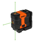 3 Dot Green Laser Level Self Leveling Kit With Magnetic Base Floor Mount And Hard Case For All Day Jobsite Use GreenBrite Technology 150 Ft Range IP64 Dust And Water Resistant Long Battery Life, orange and black unit