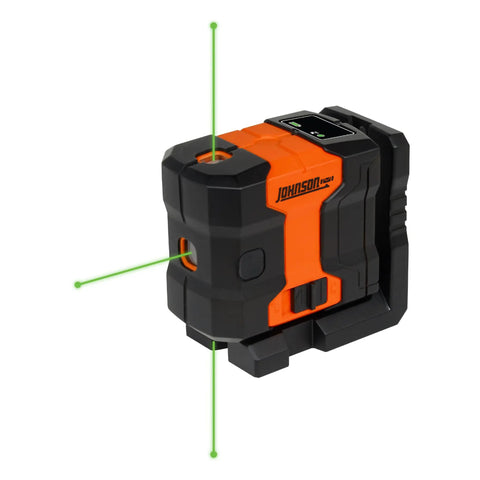 3 Dot Green Laser Level Self Leveling Kit With Magnetic Base Floor Mount And Hard Case For All Day Jobsite Use GreenBrite Technology 150 Ft Range IP64 Dust And Water Resistant Long Battery Life, orange and black unit