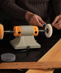 Adjustable Speed Polishing Machine for Jewelry Making, Woodworking and DIY Projects in use on wood surface