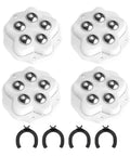 Peel And Stick Furniture Casters Set Of Four With Manual Lock Brake And Silent Rubber Wheels That Roll Like Butter On Hardwood Or Carpet For Effortless Sofa And Desk Mobility, featuring white casters with metal wheels.