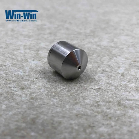 Allfi waterjet valve seat poppet part 900014, stainless steel conical seat with central hole; Win-Win logo visible.