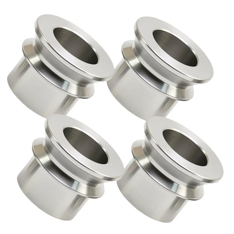 High Misalignment Spacer Set For Heim Joints, Converts 1/2 In Heim Joint To 3/8 In Bolt, Stainless Steel Rod End Spacers, Set Of 4, Heavy Duty, Rock Solid Fit For Automotive And Off Road Linkage, four stainless spacers