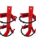 Beefy Rugged Heavy Duty Fire Extinguisher Mounting Bracket For 2.5 Lb And 5 Lb Extinguishers, Easy Install Wall Mount For Car Boat Or Off Road, Fits Most Brands, Pack Of 2 displayed on a white background. Two red brackets side by side.