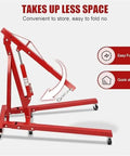 Shop Essential Two Ton Hydraulic Engine Hoist With Six Swivel Rollers And Quick Fold Frame showing easy folding for compact storage.