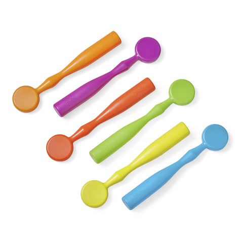 Set of 6 colorful magnetic wands for kids with handles for multisensory literacy and science manipulatives in classrooms.