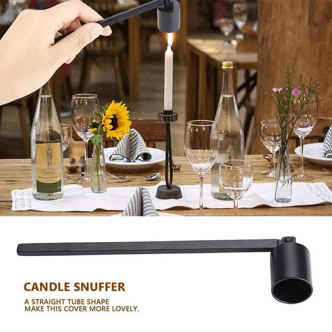 7.5 Inch Long Handle Candle Snuffer With Straight Tube For Tea Lights And Votive Candles Black Stainless Steel Wick Extinguisher